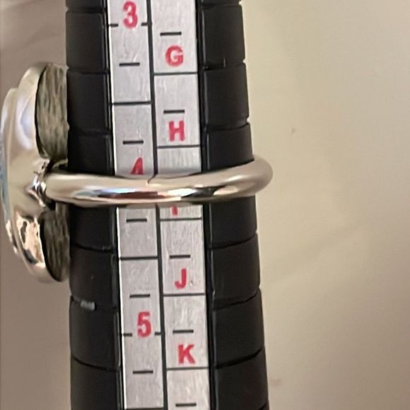 Vintage size 4 Art Deco Avon silver tone and smooth Abalone ring - Picture 8 of 8